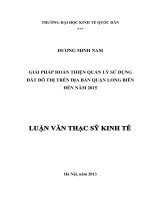 Giải pháp hoàn thiện quản lý sử dụng đất đô thị trên địa bàn quận Long Biên đến năm  2015