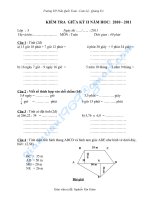 ĐỀ KIỂM TRA  MÔN TOÁN L5 GIỮA KÌ 2 2010-2011