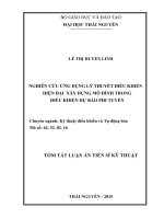 Tóm tắt luận án Nghiên cứu ứng dụng lý thuyết điều khiển hiện đại xây dựng mô hình trong điều khiển dự báo phi tuyến