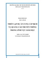 Thiết lập dự án cung cấp dịch vụ quảng cáo truyền thông trong lĩnh vực giáo dục