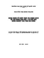 Hoàn thiện tổ chức thực thi chính sách hỗ trợ nông dân đầu tư cơ giới hóa nông nghiệp của tỉnh Hải Dương