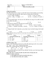 Đề kiểm tra tiết 53 hoá học 8