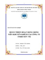 Hoàn thành hoạt động động viên khuyến khích tại công ty TNHH MTV 756 ( Chuyên đề tốt nghiệp  TP.HCM  Trường Đại Học Kinh Tế, 2010 )