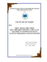 Thực trạng thực hiện quy chế khen thưởng và kỷ luật tại Công ty Cổ phần Sản xuất và Xuất nhập khẩu Lâm sản Sài Gòn