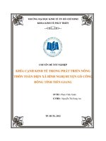 Khía cạnh kinh tế trong phát triển nông thôn toàn diện xã Bình Nghị huyện Gò Công Đông tỉnh Tiền Giang