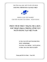 Phân tích thực trạng mua bán - sáp nhập (M&A) trong lĩnh vực ngân hàng tại Việt Nam