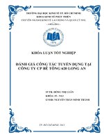 Đánh giá công tác tuyển dụng tại Công ty Cổ phần bê tông 620 Long An Chuyên đề tốt nghiệp Trường Đại Học Kinh Tế  2013)