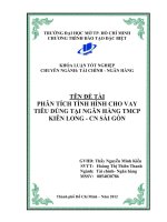 Phân tích tình hình cho vay tiêu dùng tại Ngân hàng TMCP Kiên Long - Chi nhánh Sài Gòn