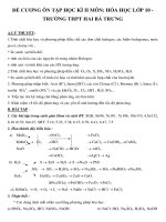 ĐỀ CƯƠNG ÔN TẬP HỌC KÌ II MÔN HÓA HỌC LỚP 10