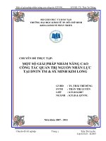 Một số giải pháp nhằm nâng cao công tác quản trị nguồn nhân lực tại Doanh nghiệp Tư nhân Thương mại và Sản xuất Minh Kim Long