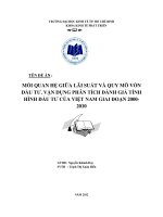 Mối quan hệ giữa lãi suất và quy mô vốn đầu tư. Vận dụng phân tích đánh giá tình hình đầu tư của Việt Nam giai đoạn 2000-2010