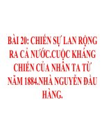 Bài 20: Chiến sự lan rộng ra cả nước. Cuộc kháng chién của nhân dân ta từ năm 1873 đến 1884. Nhà Nguyễn đầu hàng