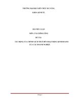 TÁC ĐỘNG của CHÍNH SÁCH THUẾ đến HOẠT ĐỘNG KINH DOANH của các DOANH NGHIỆP