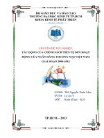Tác động của chính sách tiền tệ đến hoạt động của ngân hàng thương mại Việt Nam giai đoạn 2008 - 2012 ( Chuyên đề tốt nghiệp Trường Đại Học Kinh Tế )