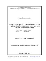Tăng cường quản lý thu gom và xử lý chất thải rắn sinh hoạt trên địa bàn thành phố Thái Nguyên