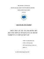 PHÂN TÍCH CÁC YẾU TỐ ẢNH HƯỞNG ĐẾN KHẢ NĂNG TIẾP CẬN TÍN DỤNG CỦA CÁC DOANH NGHIỆP VỪA VÀ NHỎTẠI VIỆT NAM