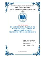 Hoàn thiện công tác quản trị nguồn nhân lực tại công ty TNHH một thành viên cao su Bình Long