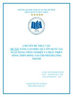 Nâng cao hiệu quả tín dụng tại Ngân hàng NN&PTNN Đồng Nai - Chi nhánh Long Thành