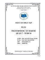 Thẩm định dự án MART4U quận 7 Thành phố Hồ Chí Minh  Chuyên đề tốt nghiệp   TP.HCM  Trường Đại Học Kinh Tế