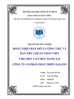 Hoàn thiện bản mô tả công việc và bản tiêu chuẩn nhân viên cho một vài chức danh tại Công ty Cổ phần Phát triển Sài Gòn