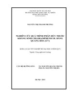 luận văn kỹ thuật môi trường Nghiên cứu quá trình phân hủy thuốc kháng sinh Chloramphenicol bằng quang hóa (UV)