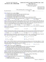 ĐỀ THI THỬ ĐẠI HỌC 2015 MÔN VẬT LÝ