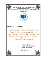 Hoàn thiện công tác quản trị nguồn nhân lực tại công ty TNHH một thanh viên xuất nhập khẩu và đầu tư Chợ Lớn (Cholimex) ( Chuyên đề tốt nghiệp TP.HCM  Trường Đại Học Kinh Tế,)