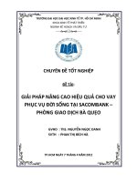 Giải pháp nâng cao hiệu quả cho vay phục vụ đời sống tại Ngân hàng Sacombank - Phòng giao dịch Bà Quẹo