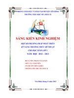 SÁNG KIẾN KINH NGHIỆM MỘT SỐ PHƯƠNG PHÁP PHÁT TRIỂN KỸ NĂNG THƯỜNG THỨC MĨ THUẬT CHO HỌC SINH LỚP 1 NĂM HỌC 2012 – 2013