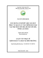 Xây dựng cơ sở dữ liệu giá đất phục vụ quản lý tài chính đất đai tại thị trấn Sìn Hồ, huyện Sìn Hồ, tỉnh Lai Châu