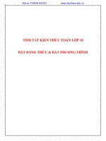 TÓM TẮT KIẾN THỨC TOÁN LỚP 10 BẤT ĐẲNG THỨC VÀ BẤT PHƯƠNG TRÌNh