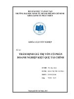 Chuyên đề tốt nghiệp Thẩm định giá trị vốn cổ phần doanh nghiệp kiệt quệ tài chính