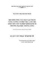 Đổi mới công tác đào tạo nhằm tăng cường cơ hội việc làm cho sinh viên khối Kinh tế Trường Đại học Thăng Long