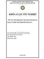 Hoạt động Đại lý làm thủ tục Hải quan tại công ty Cổ Phần Xuất Nhập Khẩu Phúc Gia