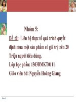 Đề  tài liên hệ thực tế quá trình quyết định mua một sản phẩm có giá trị trên 20 triệu người tiêu dùng