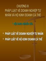 Slide môn pháp luật trong kinh doanh du lịch: Chương 3: Pháp luật về hộ doanh nghiệp tư nhân và kinh doanh cá thể