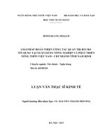 Giải pháp hoàn thiện công tác quản trị rủi ro tín dụng tại NHNoPTNT Việt Nam Chi nhánh tỉnh Nam Định