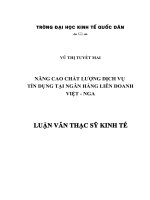 Nâng cao chất lượng dịch vụ tín dụng tại ngân hàng liên doanh Việt Nga