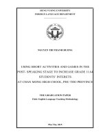 Using short activities and game in the post  speaking stage to increase grade 11 A4 students interets at Chan Mong hight school, Phu Tho Province