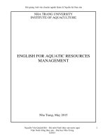 bài giảng English for aquatic resources management (bài giảng anh văn chuyên ngành quản lý nguồn lợi thủy sản)  Nguyễn Văn Quỳnh Bôi
