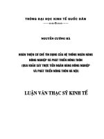 Hoàn thiện cơ chế tín dụng của hệ thống Ngân hàng nông nghiệp  Phát triển nông thôn (Qua khảo sát thực tiễn Ngân hàng nông nghiệp và phát triển nông thôn Hà Nội)