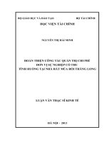 Hoàn thiện công tác quản trị chi phí đơn vị sự nghiệp có thu tình huống tại Nhà hát Múa rối Thăng Long
