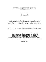 Hoàn thiện phân tích báo cáo tài chính tại Công ty cổ phần dược phẩm Ninh Bình