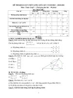 Đề thi khảo sát chất lượng giữa kỳ 2 môn Toán 9