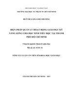 Biện pháp quản lý hoạt động giáo dục kỹ năng sống cho học sinh tiểu học tại Thành phố Hồ Chí Minh