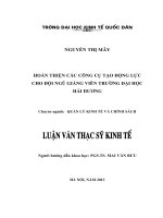 Hoàn thiện các công cụ tạo động lực cho đội ngũ giảng viên Trường Đại học Hải Dương