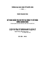 Kế toán quản trị chi phí tại Công ty cổ phần đường Quảng Ngãi