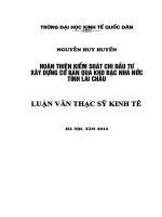 Hoàn thiện Kiểm soát chi đầu tư xây dựng cơ bản qua kho bạc nhà nước tỉnh Lai Châu