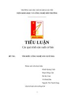 Tiểu luận Các quá trình sản xuất cơ bản Tìm HIỂU CÔNG NGHỆ SẢN XUấT BIA