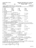 Đề Kiểm Tra Tập Trung khối 10 lần 2